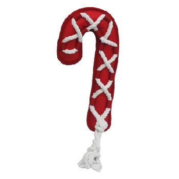 Multipet Cross-Ropes Holiday Candy Cane Nylon Squeaker Toy, 12 Inches